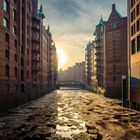 Eis auf den Fleeten der Speicherstadt