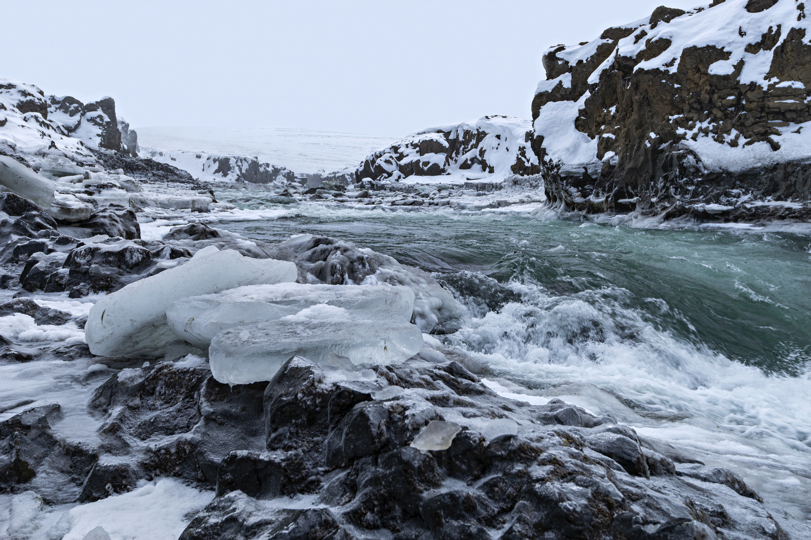 Eis im Godafoss