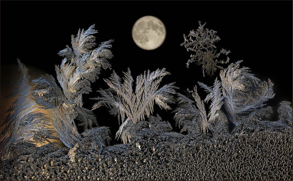 Eis-Landschaft im Mondlicht.
