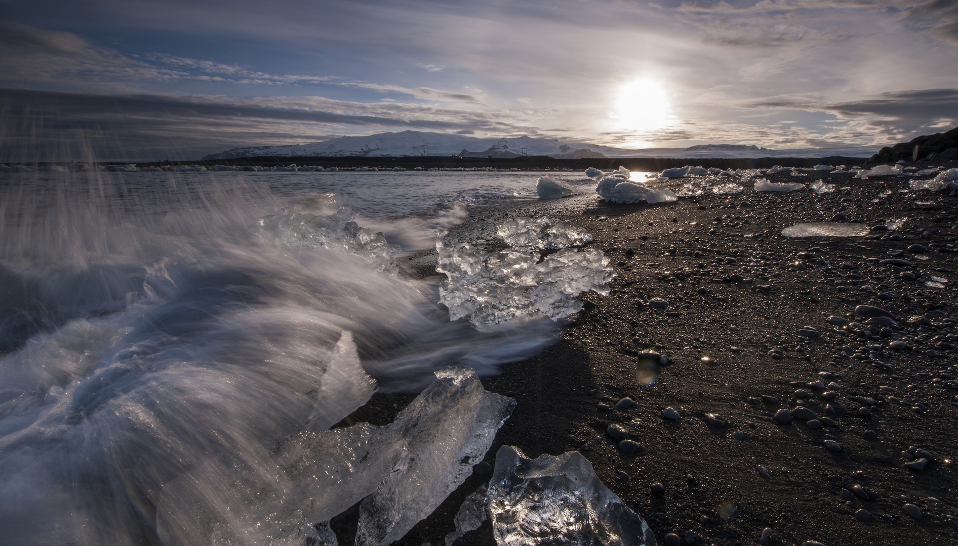 Eisberge am Strand, Jökulsarlón