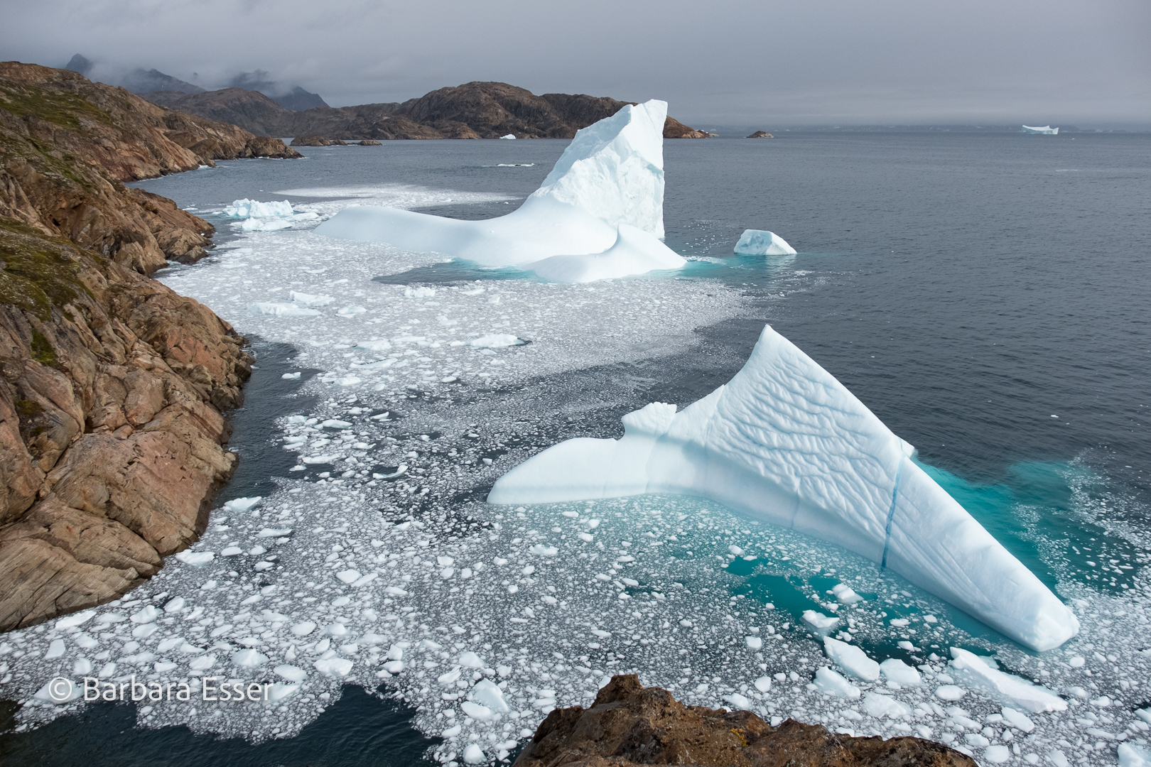 Eisberge im arktischen Nordmeer Ostgrönlands