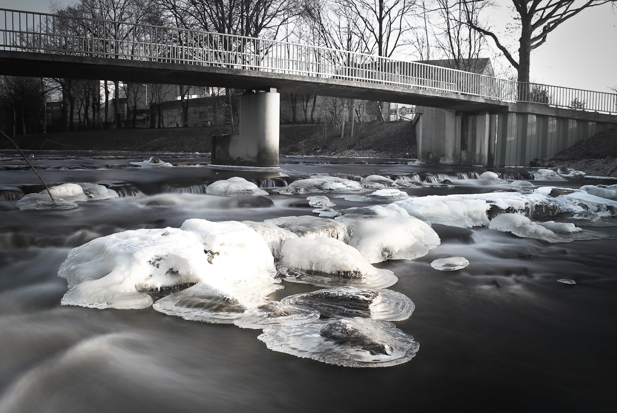 Eisbildung auf der Bocholter Aa