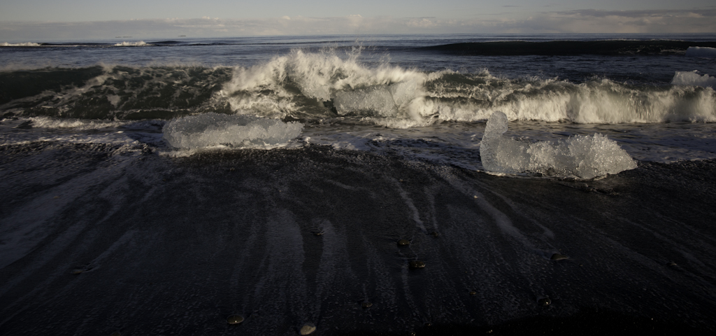 Eisblöcke am Strand