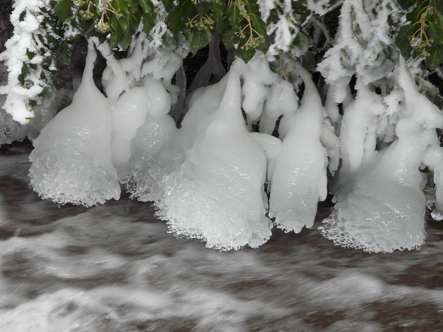 Eisblumen am gefrorenem Wasserfall Februar 2012