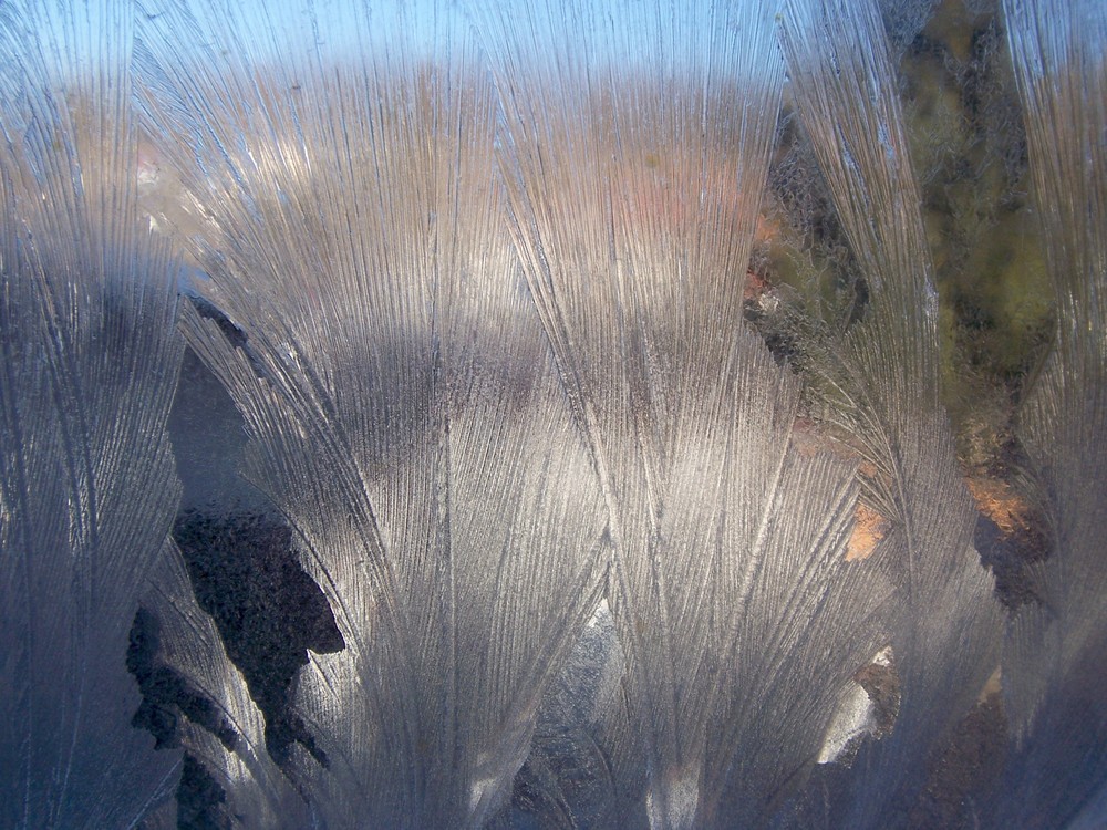 Eisblumen am Kellerfenster