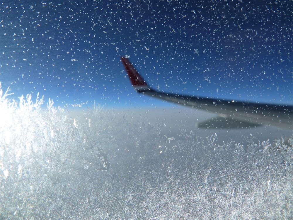 Eisblumen vom Flugzeug aus.