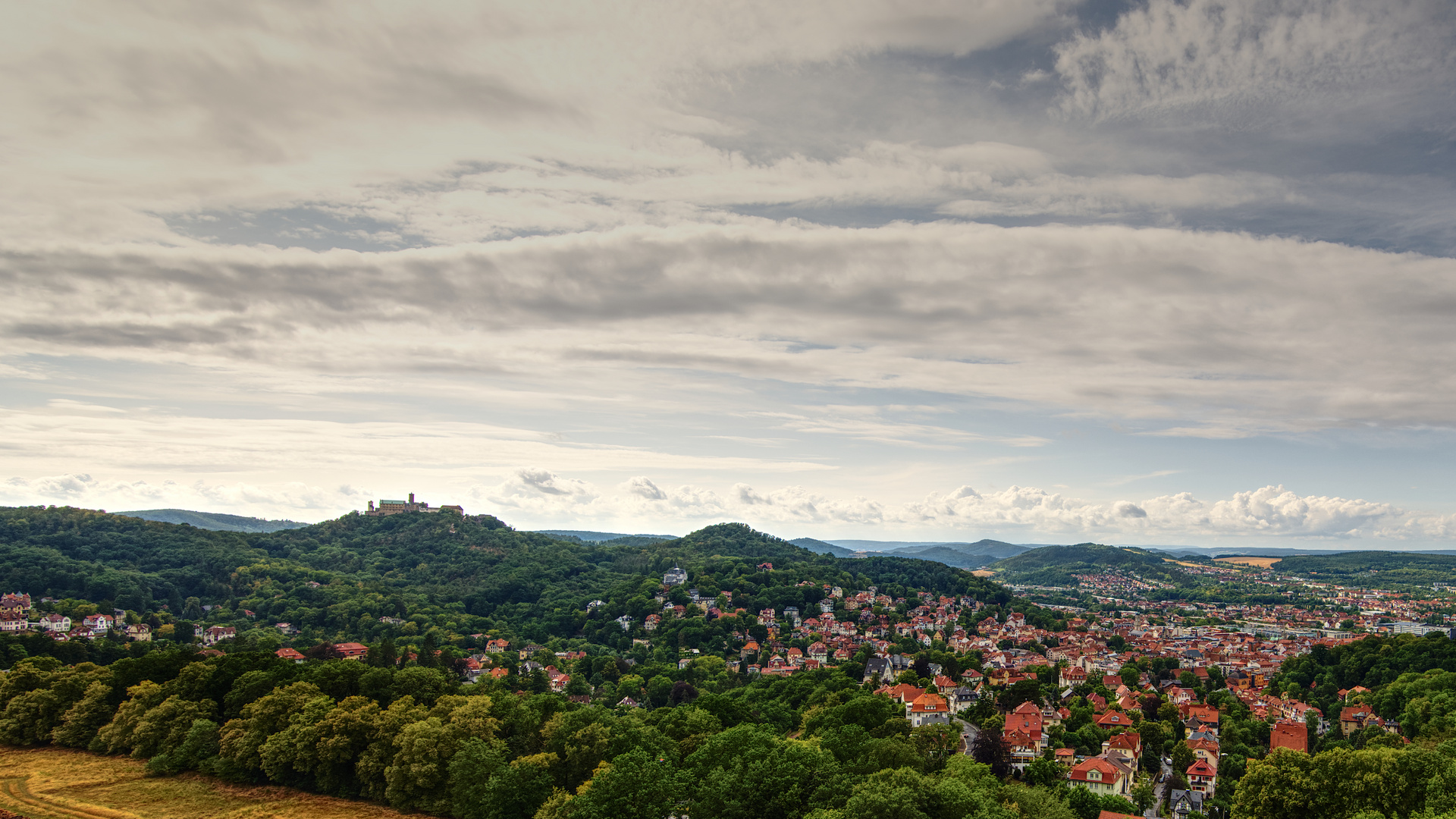 Eisenach mit Wartburg, vom Burschenschaftsdenkmal aus gesehen