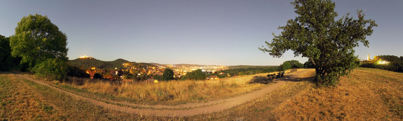 Eisenach Panoramaweg mit Blick auf die Wartburg bei Nacht