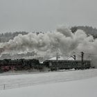 EISENBAHN MIT SCHNEEFALL.