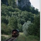 Eisenbahn vor der Burgruine Neideck