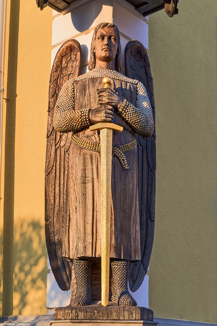 "Eiserner Michael" am Rathaus von Ohrdruf - Nahaufnahme 