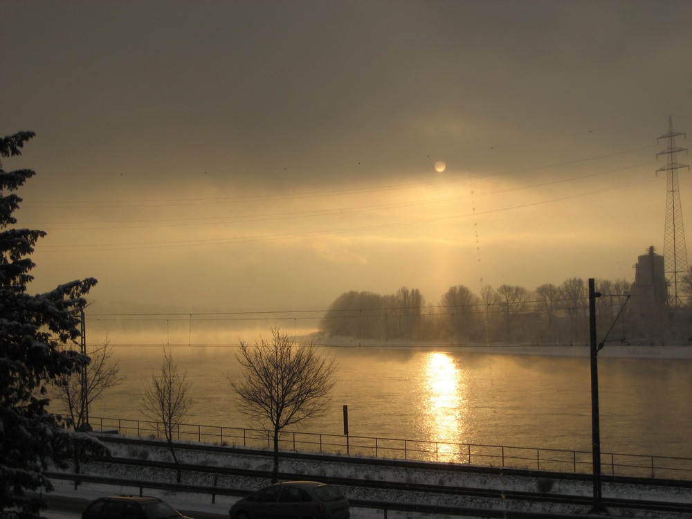 eisige Morgenstimmung am Rhein