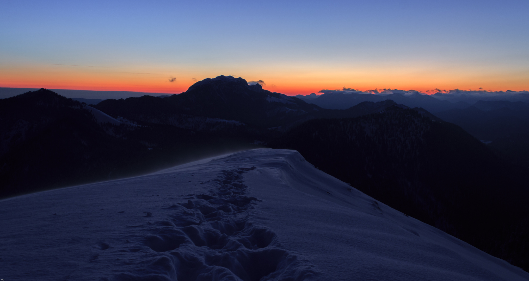 Eisiger morgen auf dem Jochberg