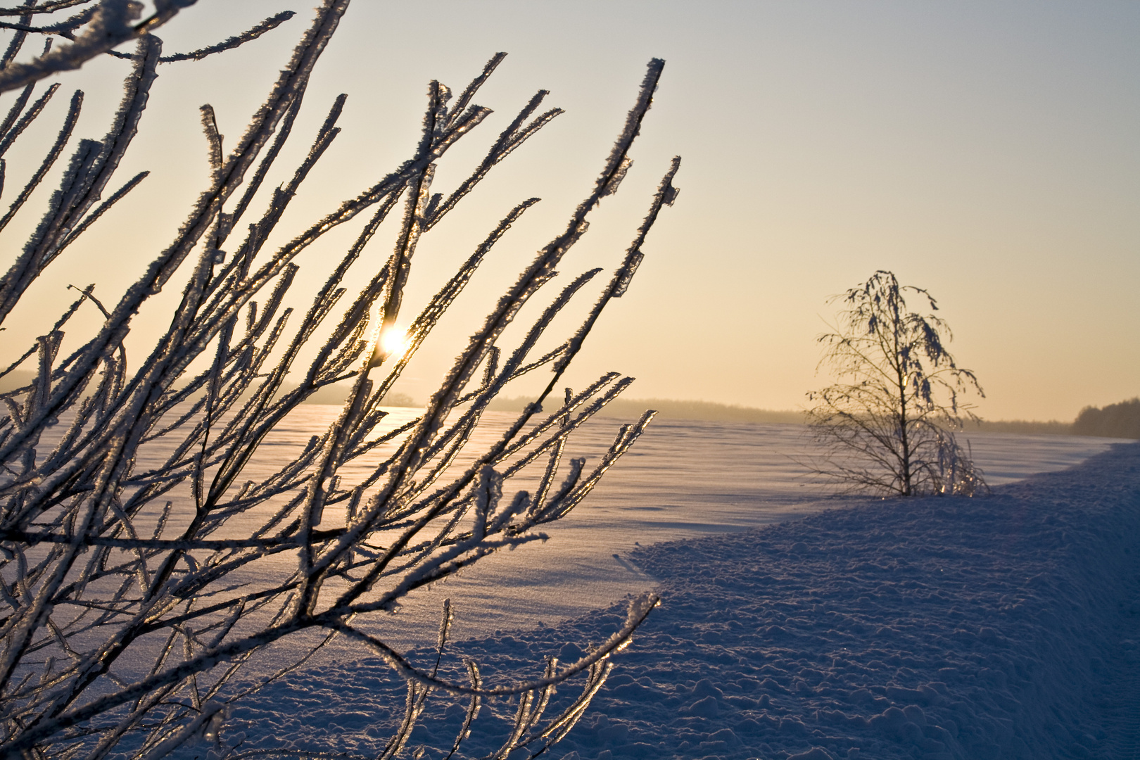 Eisiger Sonnenuntergang