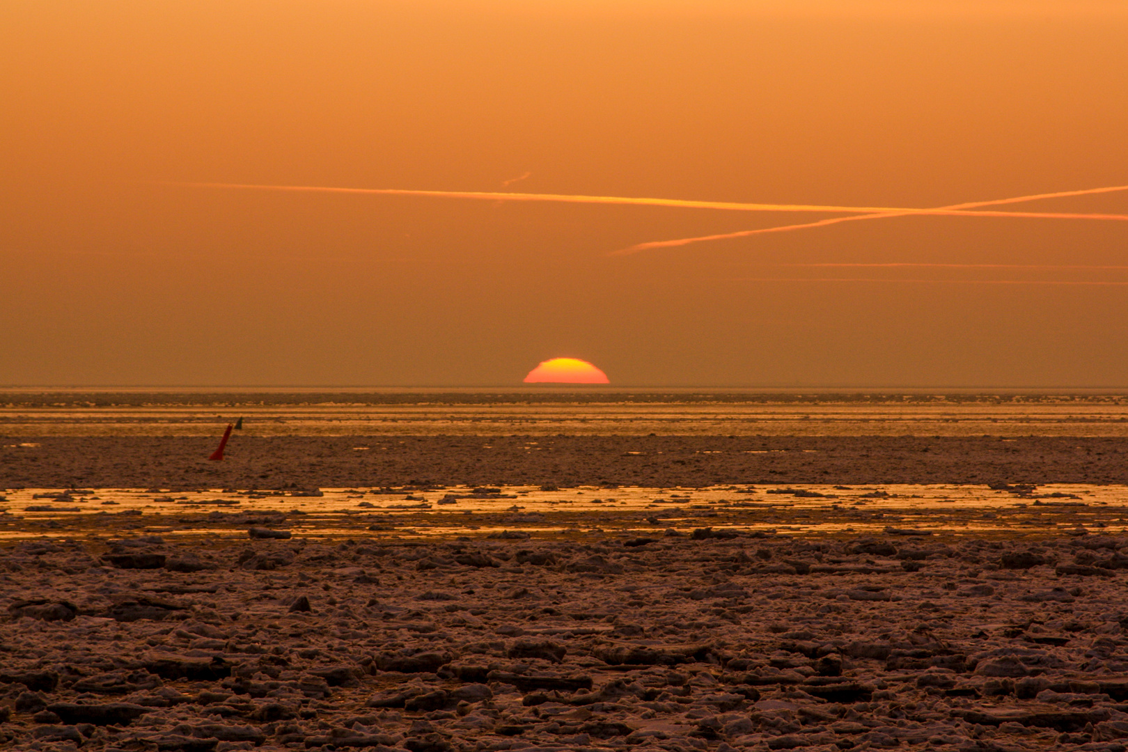 Eisiger Sonnenuntergang