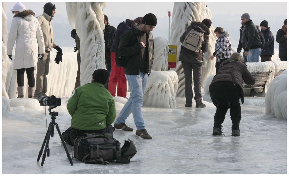 eiskalter Auflauf am Quai von Versoix...