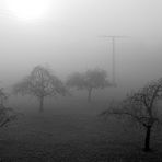 Eiskalter feuchter blendender Nebel