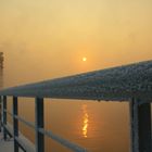 eiskalter Sonnenaufgang am Pegelturm