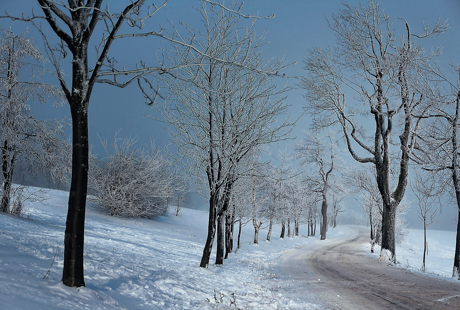 eiskalter Winterweg