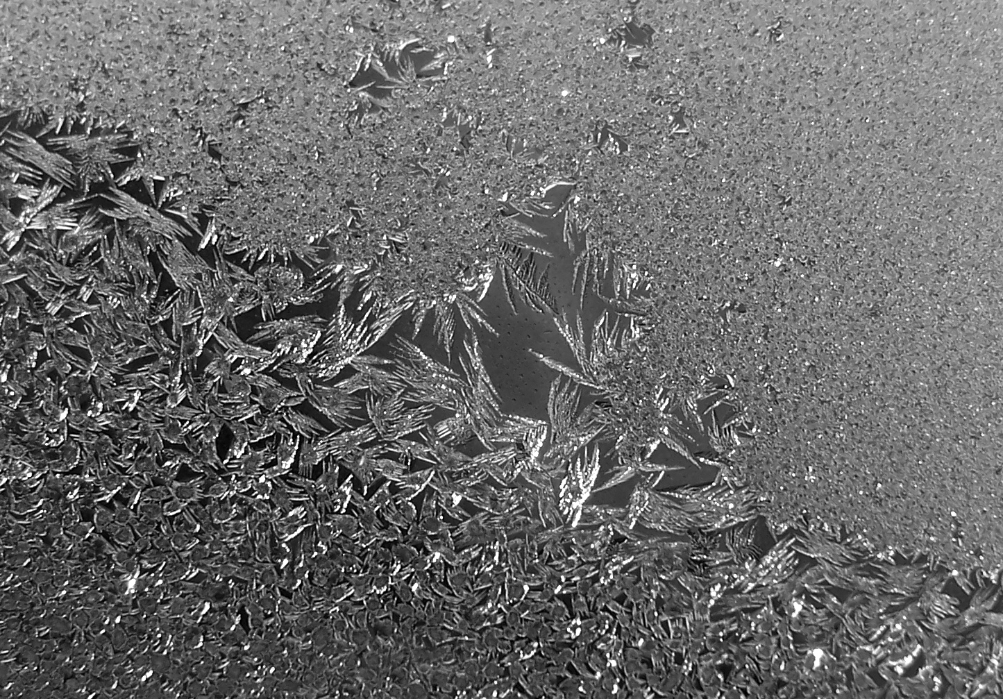 Eiskristalle an der Fensterscheibe