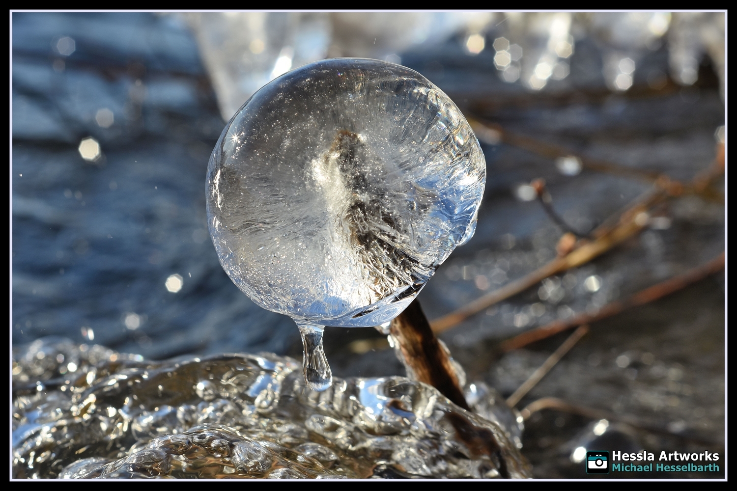 Eiskugel, Auslauf Muldestausee - Muldenstein.