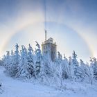 Eisnebel Halo über der Fichtelberg Wetterwarte