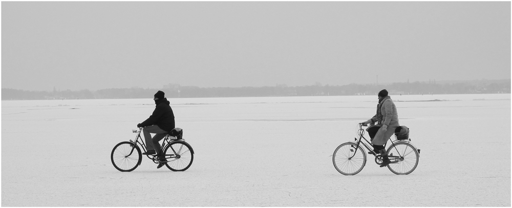 Eisradler auf dem Steinhuder Meer