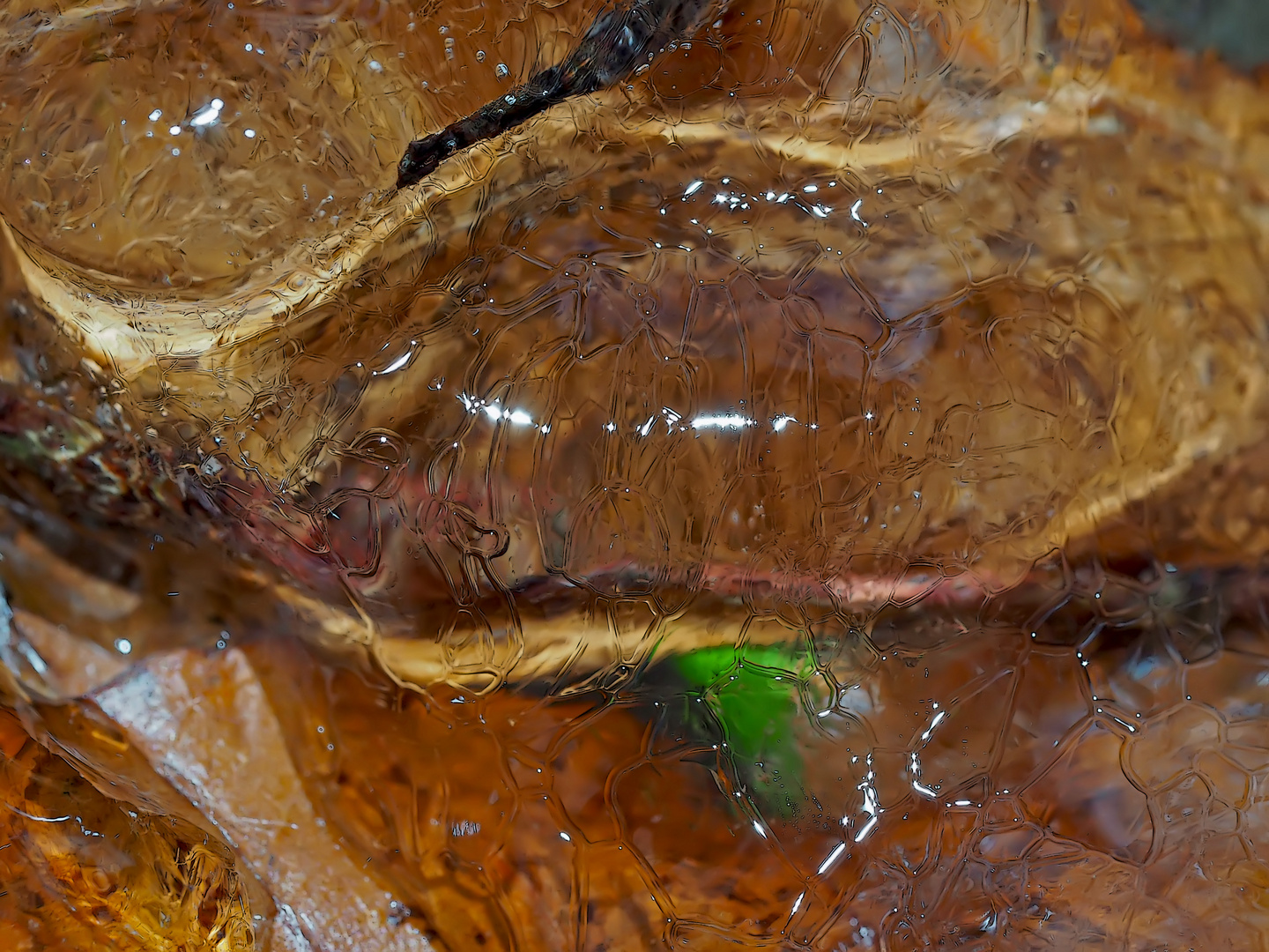 Eisschicht über nasser Felswand. - Une couche de glace sur une paroi rocheuse mouillée...