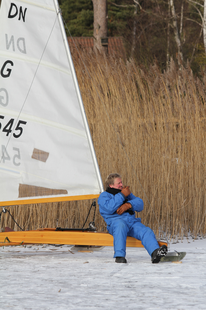 Eissegeln warten auf den Wind