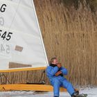 Eissegeln warten auf den Wind