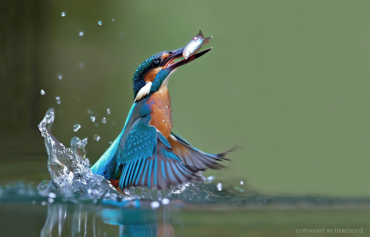 Eisvogel mit Fisch