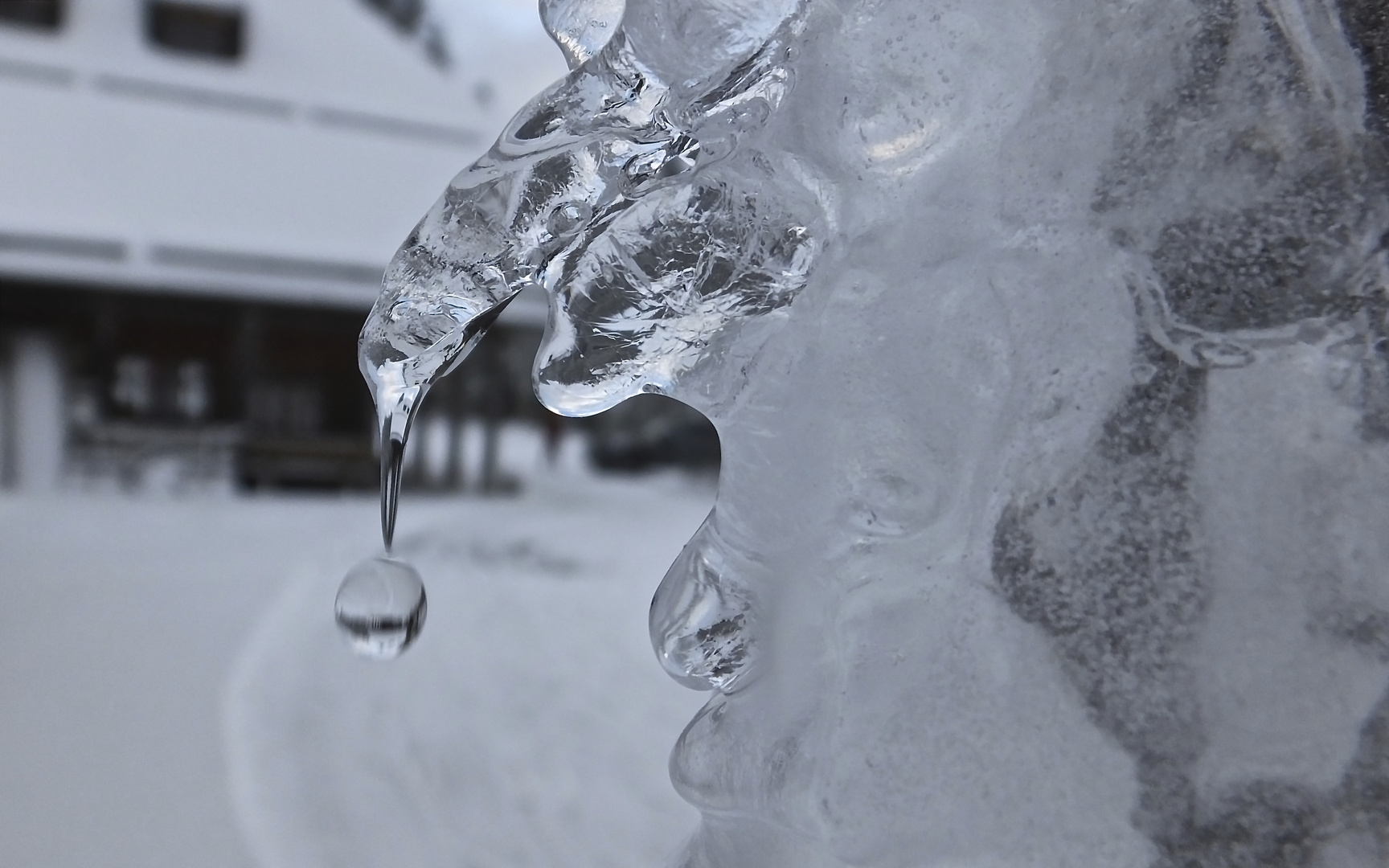 Eiswinterfaschingsgesicht mit tröpfelnder Nase