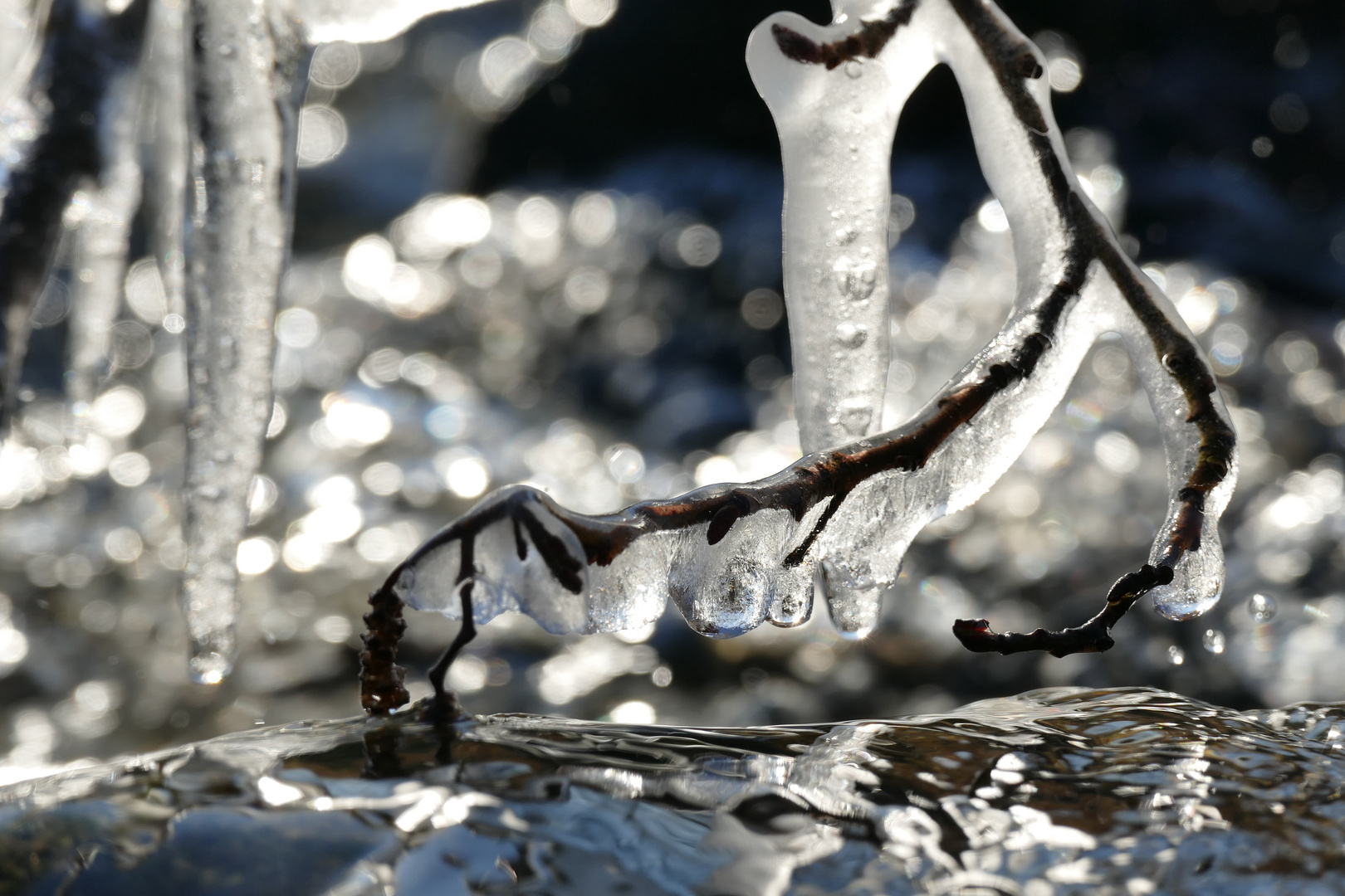 Eiszapfen am Bach