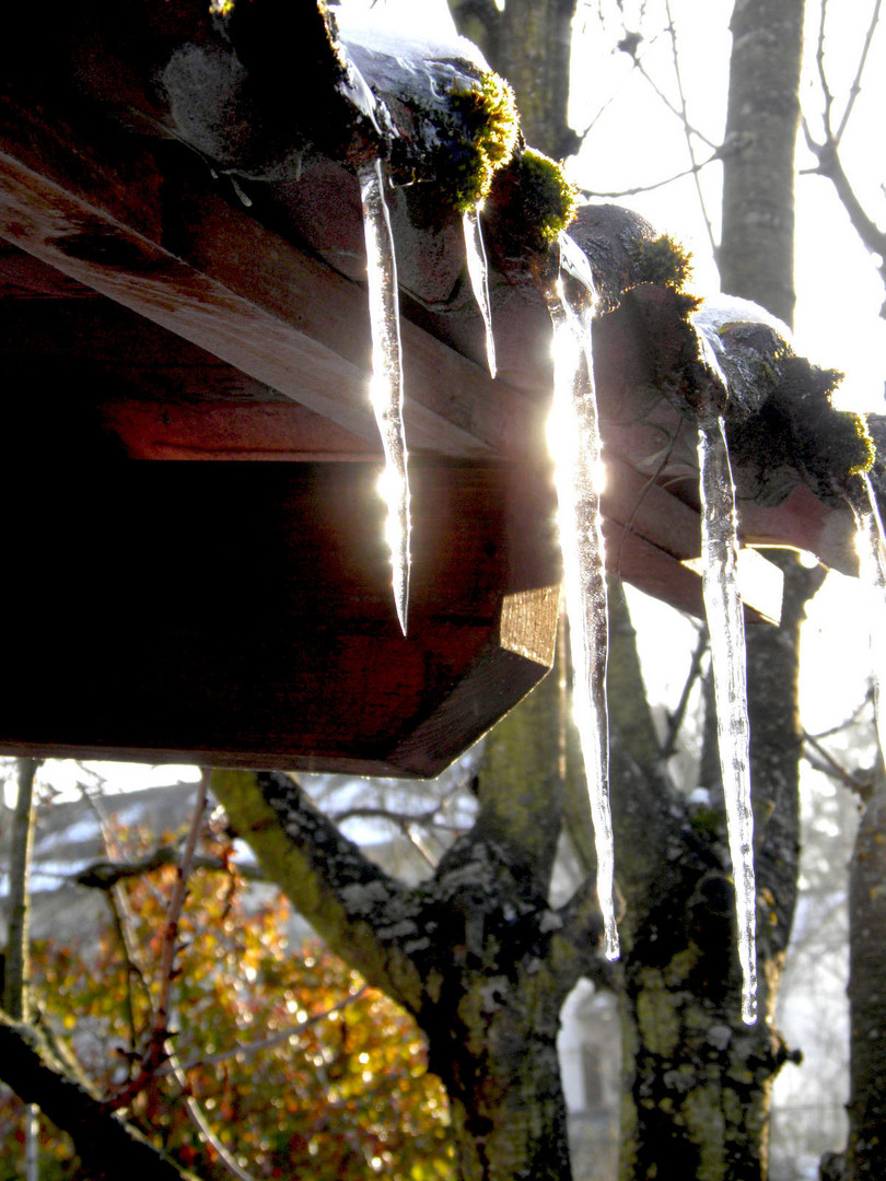 Eiszapfen am Dach