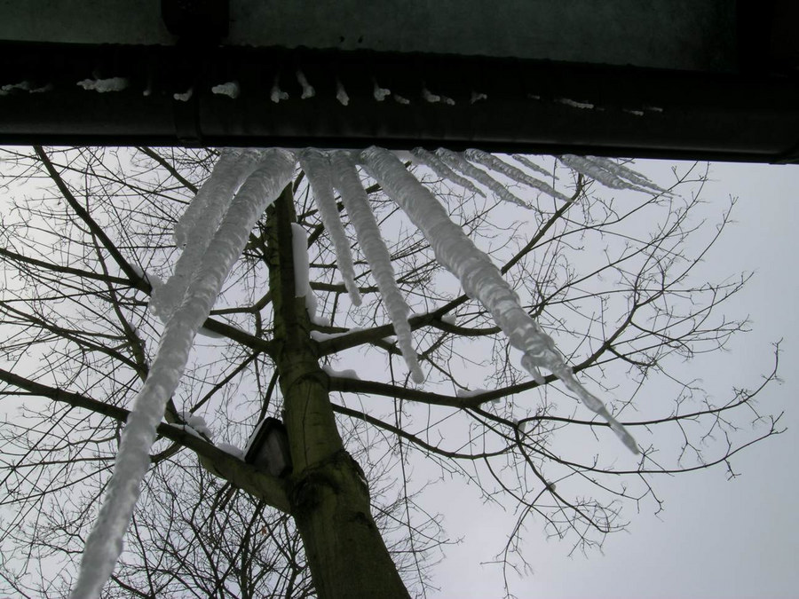 Eiszapfen am Wintergarten