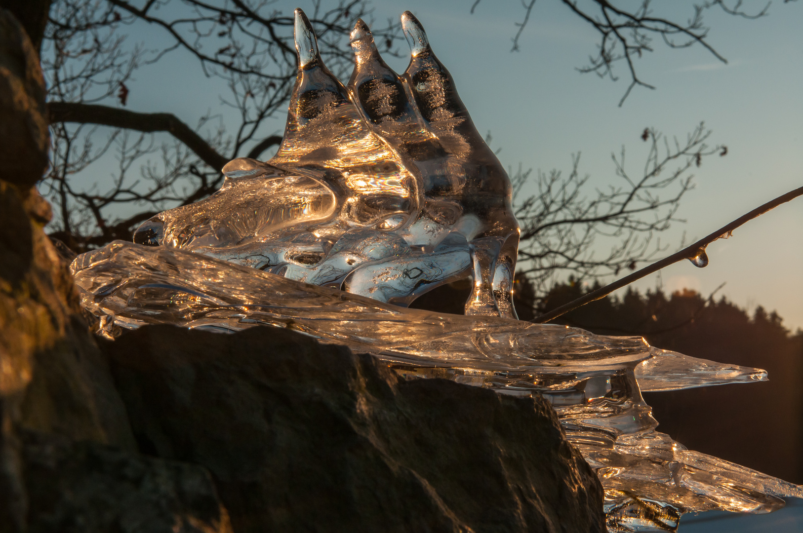 Eiszapfen im Abendlicht