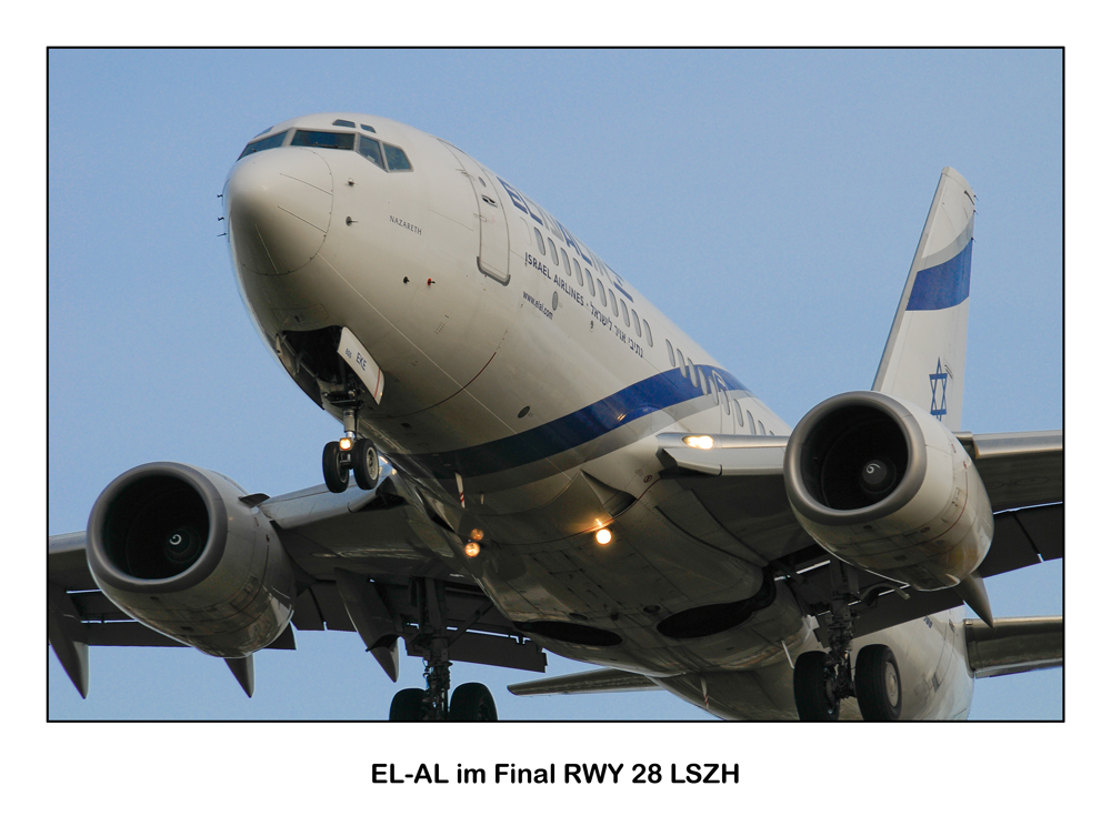 EL-AL im Final RWY 28 LSZH