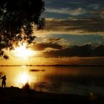 el atardecer en la laguna