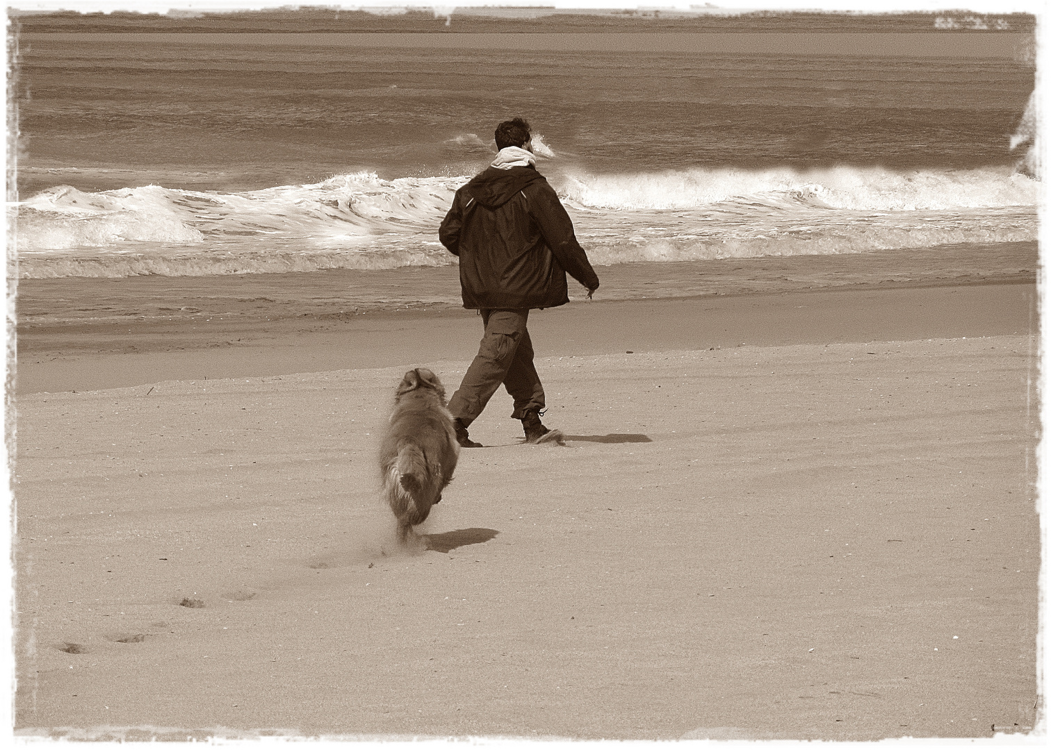 El hombre... su perro... la playa I