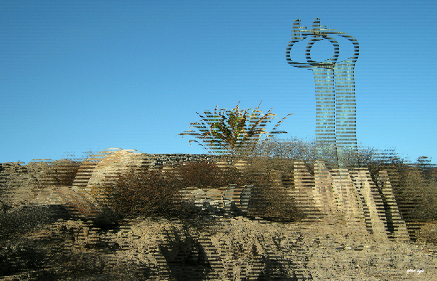 El Silbo Monument - Calle Igualero - La Gomera - 3D Interlaced