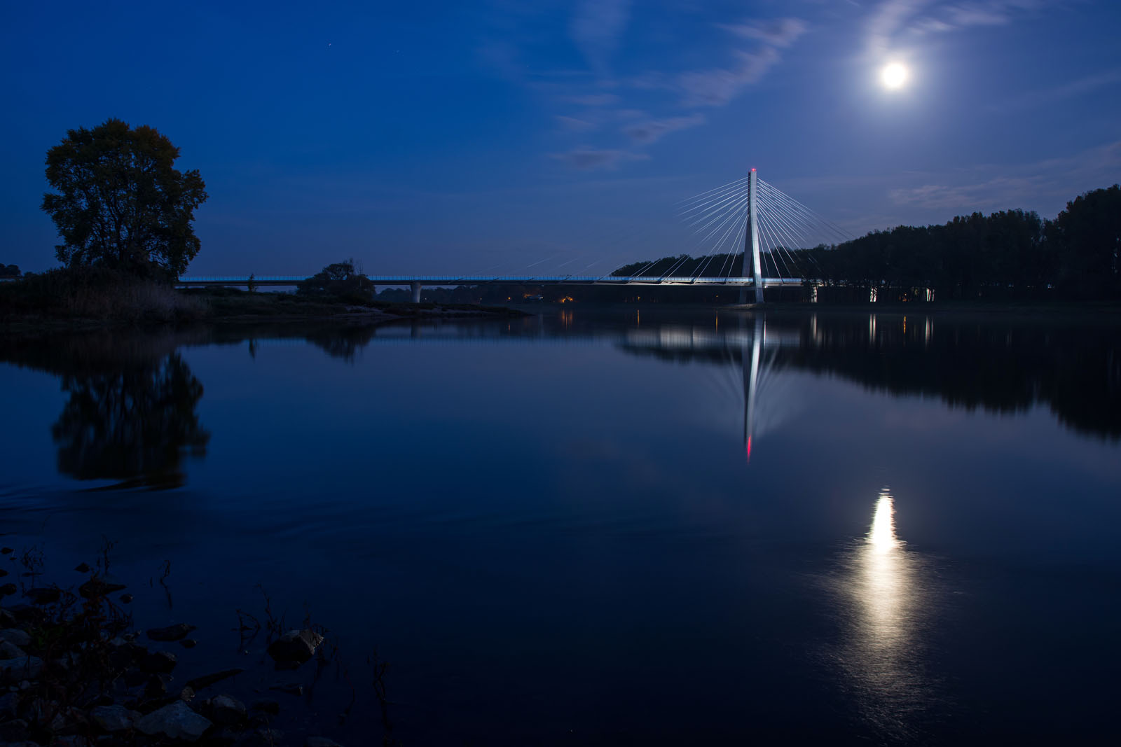 Elbauenbrücke zur blauen Stunde