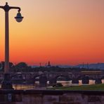 Elbbrücken Dresden bei Sonnenuntergang / Elbe bridges in Dresden at sunset