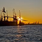 Elbe bei Sonnenuntergang, Hafen Hamburg