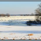 Elbe mit Auen, verschneit