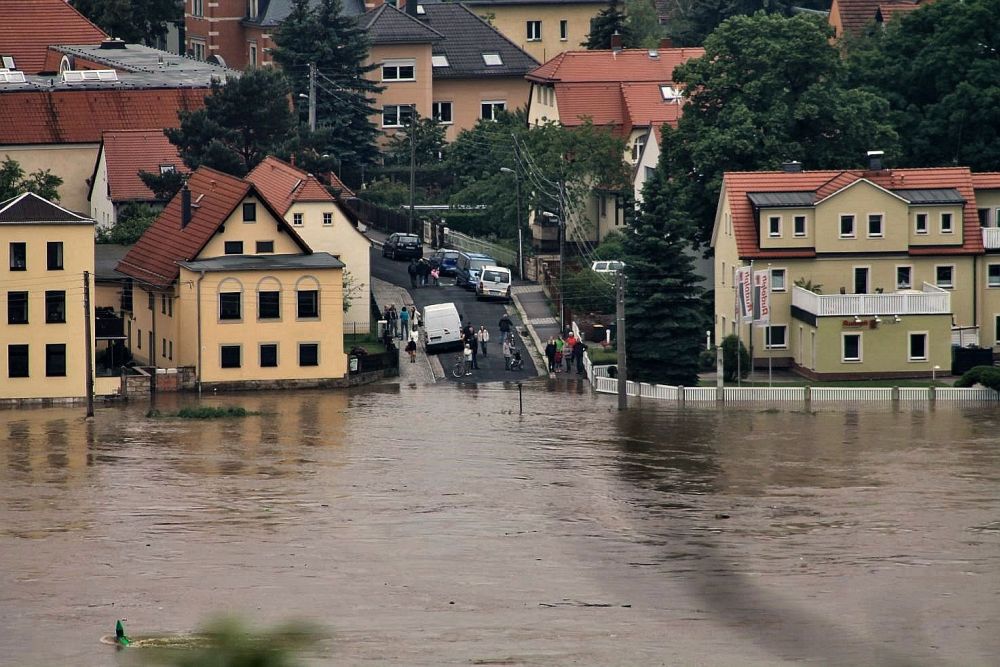 Elbehochwasser 20.03.2013 Blick auf Loschwitz