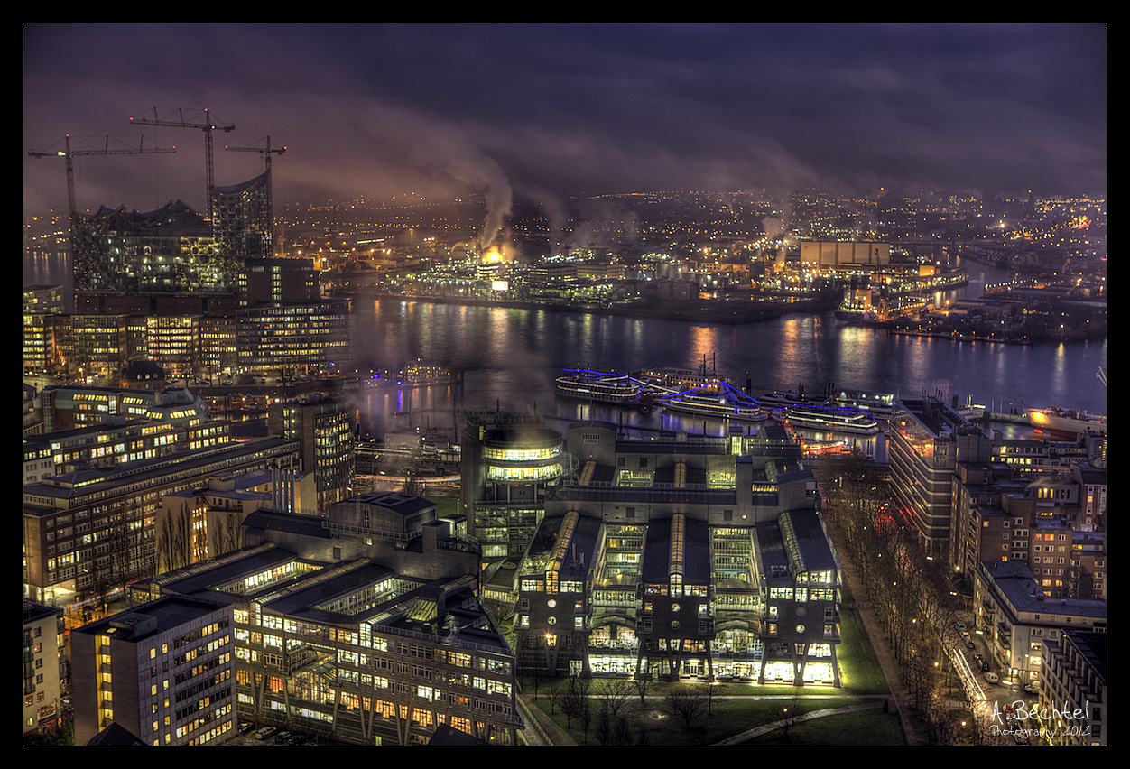 Elbphilharmonie im Januarnebel