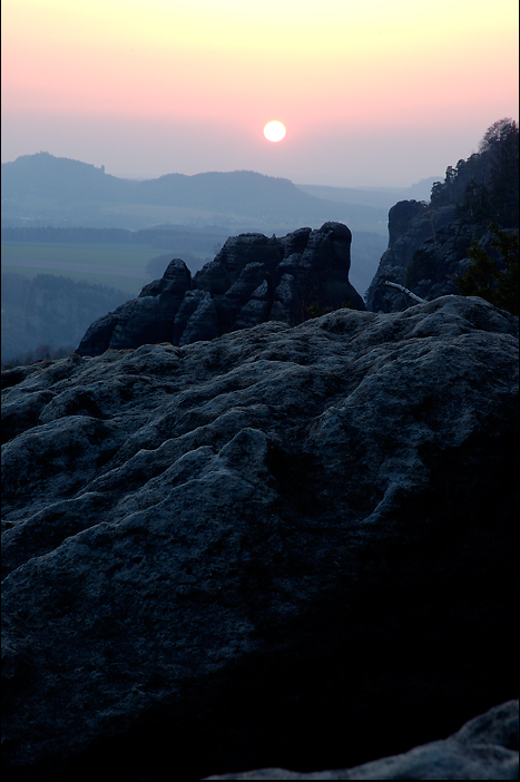 [Elbsandsteingebirge] Sonnenuntergang am Breite-Kluft-Turm