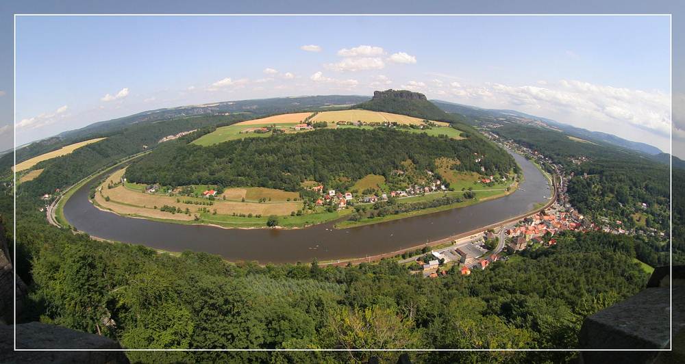 Elbschleife von der Festung Königstein aus gesehen