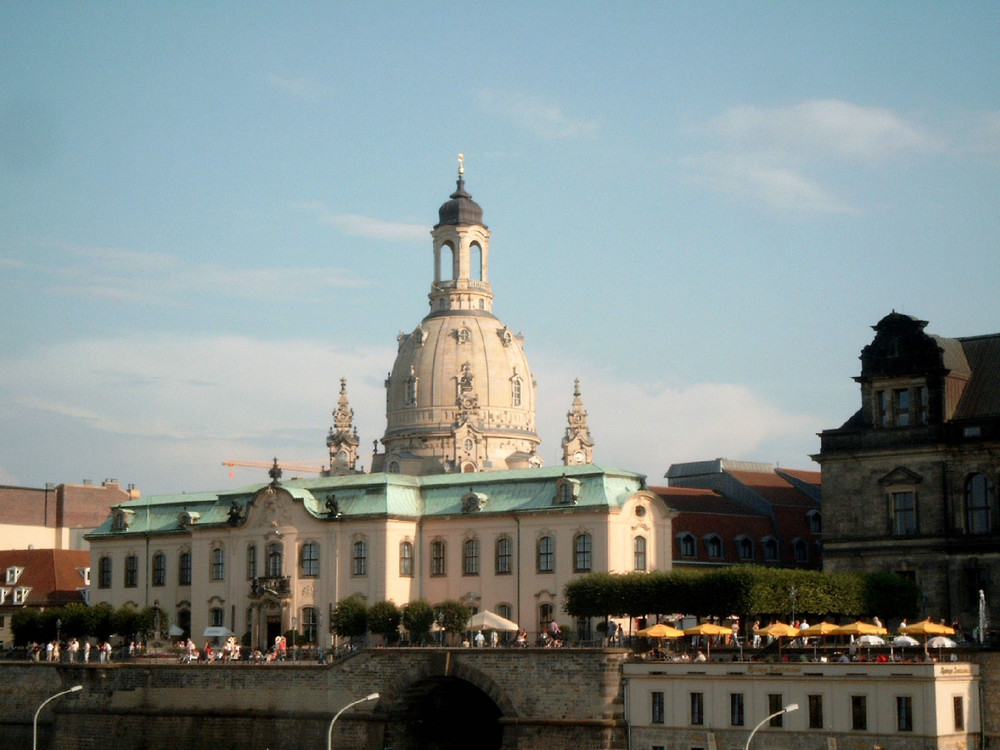 Elbufer in Dresden mit Frauenkirche