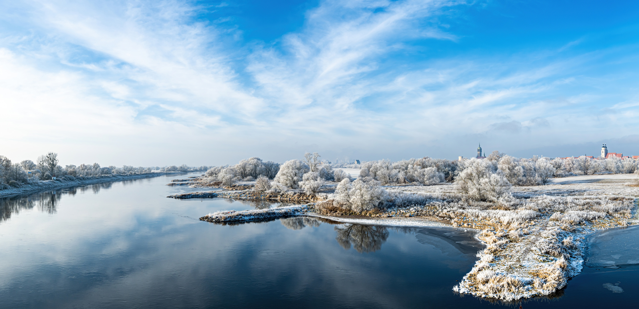 Elbwiese Winter Lutherstadt Wittenberg